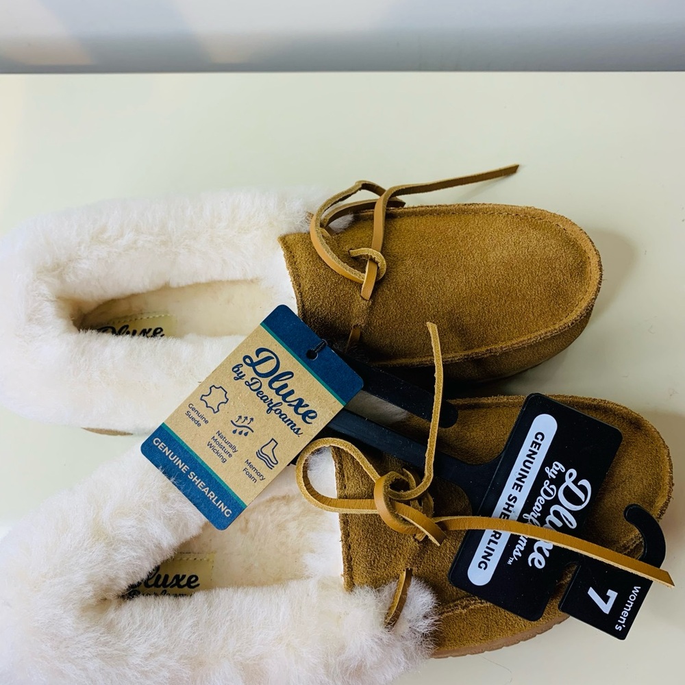 Deluxe Shearling Moccasin Slippers